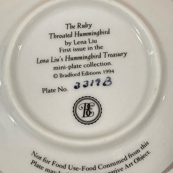 Lena Liu Hummingbird plates collection/6/1992/1993  Bradford exchange. - Picture 4 of 7
